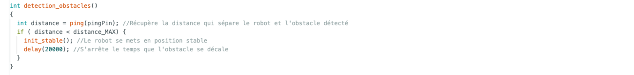 Fonction de détection d'obstacles