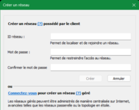 Interface de création d'un réseau privé virtuel dans Hamachi
