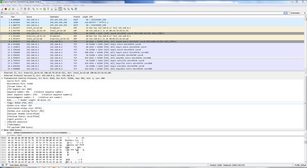 Exemple de trame de données envoyé du panel pc à l'ordinateur à distance