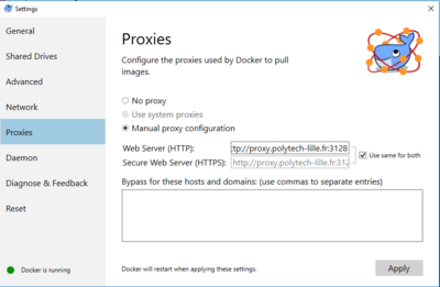 Configuration proxy de Docker