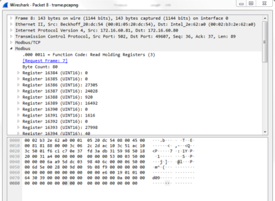 Capture d'une trame sur Wireshark