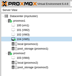 "Migration de VM5 de Proxmox1 à Proxmox2"